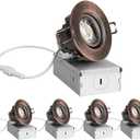 ZYC 3 Inch Recessed LED Lights - 4 Pack Oil-Rubbed Bronze Round Gimbal Light, LED Downlight Gimbal - 900 Lumens, 8 Watts, Dimmable, 5CCT, Recessed Ceiling Lighting Fixture, ETL Listed, 4 Pack-3IN-BR