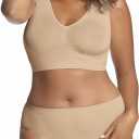 Hanes Women's Pure Comfort Light Support Pullover Wireless T-Shirt Bra with Moisture-Wicking (6X-Large, Nude)