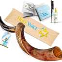 Holy Voice Kosher Kudu Shofar Horn from Israel 32"-36" Traditional Half-Polished Yemenite Shofar Set Includes Carrying Bag, Brush and Blowing Guide - Easy Blowing Ancient Musical Instrument