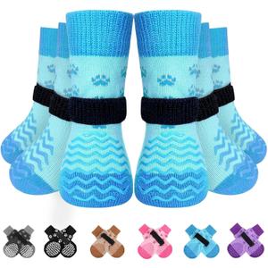 EXPAWLORER 6Pcs Anti Slip Dog Socks to Prevent Licking Paws, Dog Shoes for Hot Pavement Double Sides Dog Boots & Paw Protectors Booties for Hardwood Floors with Grip Small Medium Large Senior Dogs, M