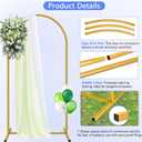 6 ft Arch Backdrop Stand, Wedding Arch Frame, Stable Metal Background Stand with Square Base Ground Nails, for Birthday Party Baby Shower Garland Decoration, Gold