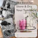 Water Bottle Organizer for Stanley 20/30/40oz, Tumblers Holder Compatible with Stanley, Owala, Simple Modern,360 Rotating Lazy Susan & Accessory Hooks, White & Vintage Brown