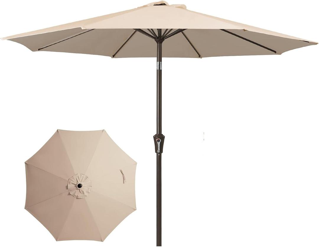 10FT Outdoor Patio Umbrella, Market Umbrella, Beige
Outdoor Table Umbrellas with 8 Sturdy， Tilt & Crank UV Protection Waterproof for Garden, Deck, Backyard, Pool