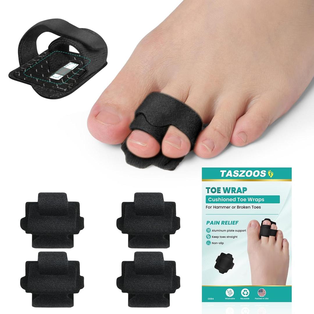 Hammer Toe Straightener - 4 Pack Non-Slip Toe Splints for Women & Men, Hammer Toe Corrector Relief for Broken, Crooked & Overlapping Toes