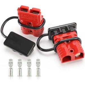 BUNKER INDUST 175A 1/0AWG Battery Quick Connect Wire Harness Plug Kit Battery Cable Quick Connect Disconnect Plug for Winch Auto Car Trailer Driver Electrical Devices,2 Pcs,Red