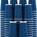 Lamosi 16 oz Coffee Cups - 90 Pack, Disposable Insulated Corrugated Paper Cups 16oz, Kraft Ripple Wall Cups for Hot Beverage or Cold Drinks (Navy)