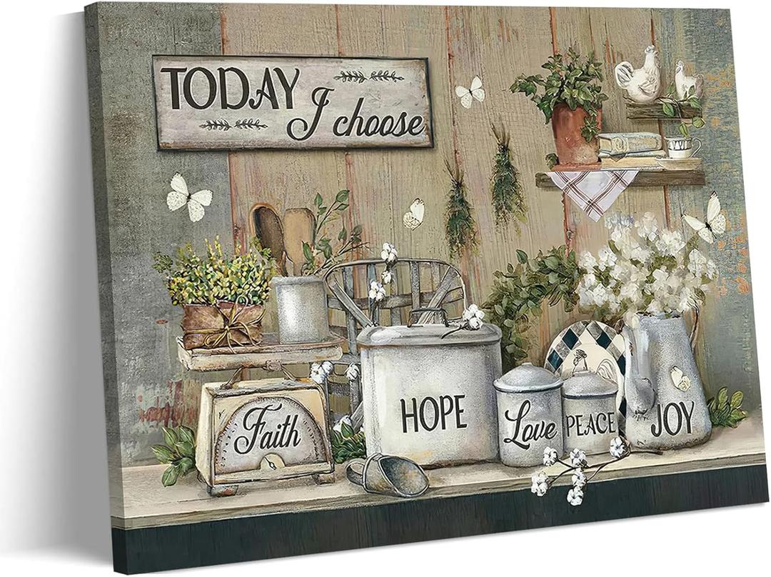 Rustic Kitchen Canvas Wall Art Vintage Farmhouse Wall Decor Picture Still Life Kitchen Poster Dining Room Print Farm Positive Inspirational Painting Artwork for Living Room Home Decoration ,16x24in