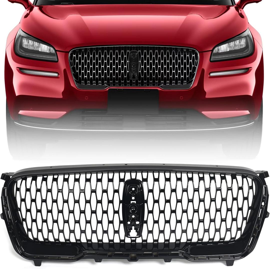 Huray Front Grille Assembly Fit for Lincoln Corsair 2021 2022 Bumper Hood Grill OE Factory Style (Black)