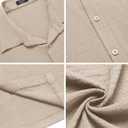 COOFANDY Men's Casual Short Sleeve Button Down Shirt Textured Summer Beach Shirt (Beige, XXL)