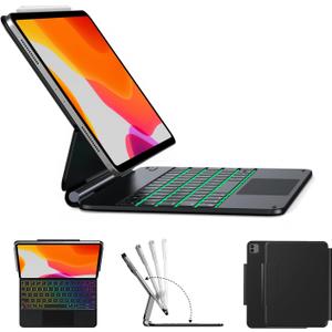ORDA iPad Keyboard Case for Air 11 Inch (M3/2025,M2/2024) iPad Pro 11 Inch Case with Keyboard(4th/3rd/2rd/1st Gen) iPad Air 10.9" 5th/4th Gen,Magnetic Floating Cantilever Stand,Multi-Gestures Trackpad