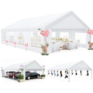 COBIZI 20x30 ft Party Tent Heavy Duty, Large Outdoor Event Tents for Parties with 8 Sidewalls & Built-in Sandbags, Waterproof Wedding Canopy Gazebo Commercial Tent for Carport, Camping, Patio, Windproof