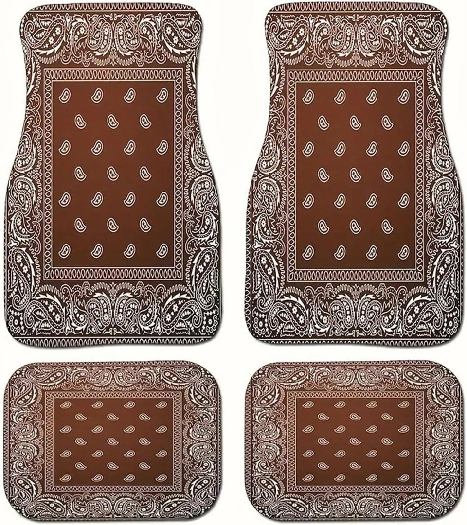 Car Floor Mats Non-Slip Automotive Floor Mats All-Weather Front Rear Car Floor Foot Mat Sets of 4 Pieces Foot Mats Rugs Carpet for Car Trucks SUV Sedans (Brown)