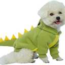 Lelepet Dinosaur Costume - Small Dog Halloween Costume, Warm Fleece Hoodie for Small Dogs, Adorable Dog Coat, French Bulldog, Beagle, Labrador, Dachshund, Greyhound, Pitbull, Green 