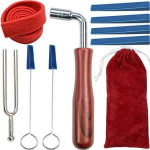Piano Tuning Kit Professional Wrench Hammer Rubber Mutes Set Including 9 pcs Tuning Tools for Piano Tuning with Tuner