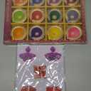 SATVIK 12 Pc Multicolor Clay Diya with Laxmi Charan Stickers Terracotta Dia Traditional Puja Vilakku Oil Lamp Natural Mitti Diya Tea Light Welcome Diwali Deepawali Navratri Pooja Dcorations Indian