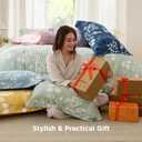 Bedsure Queen Comforter Set - 7 Pieces Floral Sage Green GentleSoft Bedding Sets, Queen Bed in a Bag with Botanical Flowers Winter Comforter, Sheets, Pillowcases & Shams