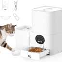 Smart WiFi Automatic Cat Feeder with Water Fountain - 5G App Control, Programmable Pet Food Dispenser, Voice Recording, 5L/20 Cups Capacity & 3L/100oz Water Tank (White)