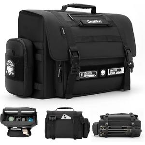 Cwatcun Camera Sling Bag, Waterproof Multifunction Photography Tactica Camera Crossbody Bag with Tripod Holder & Removable Accessory Bags for DSLR/SLR/Mirrorless Cameras - Large (Black)