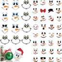 10Pack 66 Pcs Christmas Face Eyes Stickers for Crafts Small Vinyl Snowman Faces Pitcher Rub on Transfers Decals for Ornaments Glass Drinking Cups Wood Decorations Balls Party Supplies (face66)