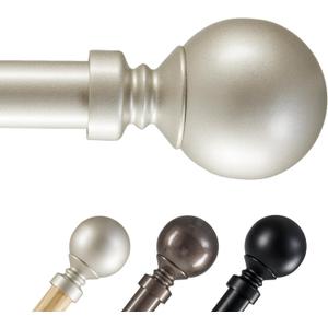 Deconovo Heavy-Duty Grey Curtain Rod, Adjustable 48-84 Inch Decorative Window Rod, 1 Inch Metal Tube for Curtains, Drapes & Blackout Panels, Easy Installation, Elegant Finials
