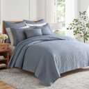 Levtex Home - Cross Stitch Chambray Quilt Set - Full/Queen Quilt + Two Standard Pillow Shams - Cross Stitched Pattern - Quilt Size (88x92in) and Pillow Sham Size (26x20in) - Reversible - Cotton Fabric