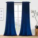 Roslynwood Velvet Curtains 2 Panels Set, Block Light Thermal Insulated VelourRod Pocket Drapes for Bedroom and Living Room (52 x 63 inch, Royal Blue)