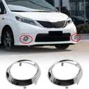 FZJDSD 1 Pair Fog Light Lamp Bezel Cover 52713-08020 52712-08020 Compatible with Toyota Sienna SE 2011 2012 2013 2014 2015 2016 2017 Fog Light Lamp Bezel Cover Chrome Trim Rings # TO1038150 TO1039150