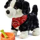 Electronic Interactive Plush Dog Toy, Realistic Robot Puppy Toy, Walking, Talking, Barking, Tail Wagging, Voice-Activated Control Stuffed Animal Pet Toys for Children Ages 3+