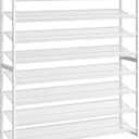Shoe Rack, Long Shoe Organizer,Max Holds 50 Pairs,8 Tier Metal Shoe Storage Shelf,4-Tier Stackable Shoes Organizer for Garage, Entryway,White