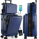 22 Inch Carry On Luggage, Carry On Suitcase with Wheels, Hardside Luggage Carry-On, Expandable Navy Small Suitcase, Hard Shell Carry-on Luggage, Spinner Luggage with Cosmetic Bag