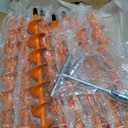 Ground Anchor Screw in, 8 Pack Spiral Trampoline Anchors with Nut and Tool Swing Set Anchors Tent Stakes High Wind Heavy Duty for Sheds, Carports, Mobile Home Orange