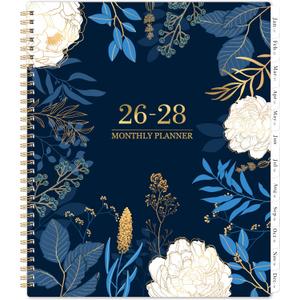 2026-2028 Monthly Planner - 2 Year Monthly Planner/Calendar 2026-2028, July 2026 - June 2028, 11" x 9", 24 Monthly Planner with Tabs, Back Pocket, Holidays, Twin-Wire Binding, Note Pages (Blue)