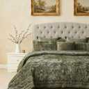 3 Pieces Luxurious Velvet California King Quilts Set 106x118 Ruched Bedspread Coverlet Quilted Bedding Set with 2 Pillow Shams 20x36 Ultra Soft Comforter for All Season, Army Green