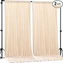 Deep Champagne Backdrop Curtain 2 Panels-Wrinkle-Free Curtains Polyester Photography Drapes for Baby Shower Birthday Party Photo Background Backdrop Stand- 8 X10FT (Champagne)