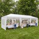 NicBex 10x30 Outdoor Canopy Tent, Waterproof Party Shelter with 5 Removable Sidewalls & Windows, Large Event Gazebo for Wedding, Backyard Gathering, White, 10x20-A
