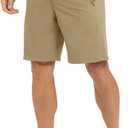 TBMPOY Men's 9" Golf Shorts Quick Dry Casual Shorts Dress Shorts Flat Front Stretch Lightweight for Work Business Travel (Beige, XXL)