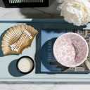 2 Pack Large Ottoman Tray Shagreen Decorative Tray Serving Tray with Acrylic Gold Handles, Ice Blue Vegan Leather Coffee Table Tray for All Occations Home Decor, Size: 2 Pack, L(19.7" x 12" x 2") M(17.7" x 10.2" x 2")