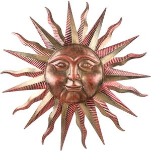 VEWOGARDEN Metal Sun Wall Decor 28" Large Outdoor Hanging Wall Art for Patio Farmhouse Garden Living Room Bedroom Decorations, Copper