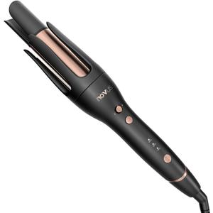 NOVUS Anti-Scald Automatic Ceramic Curling Iron, Rotating Wand, Auto Curling, 3 Temp Settings, 30Min Auto Shut Off, For All Hair Types (Black)