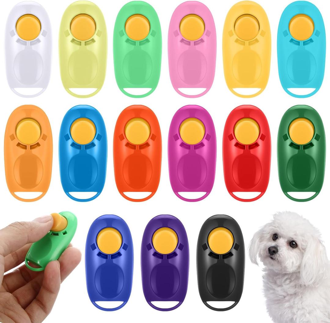 15 Pcs Dog Training Clicker Pet Behavioral Training Clickers Colorful Dog Clicker for Trainings Dogs Behavior Aids Trainings Effective for Cat Puppy Birds Animal, Durable Lightweight