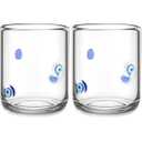 Skylety 2 Set Evil Eye Icon Juice Glass Cups - Icon Glass Cup 14 oz Double Old Fashioned Cute Pattern Glassware for Tea, Water, Milk, Coffee, Halloween Parties Gifts