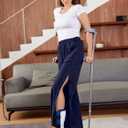 Deyeek Tear Away Pants for Women Side Full Open Sweatpants Loose Fit Casual Post Surgery Adaptive Clothing with Pockets (Blue) M