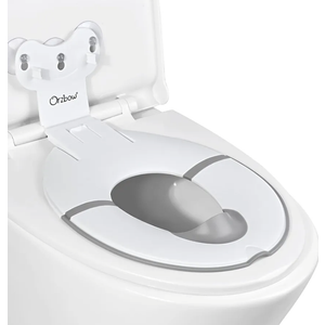 Orzbow Foldable Travel Potty Training Seat, Toddler Toilet Seat Attachment for Adult Toilets, Portable Potty with Suction Cups, Adjustable Length, Splash Guard, Non-Slip Base, Easy to Clean, White