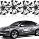 Upgraded 2025 Model Y Juniper Wheel Covers for Tesla Accessories 2025 19 Inch Rim Protectors (Set of 4) with Enhanced Elasticity Wheel Cover Replacement (Silver+Black)