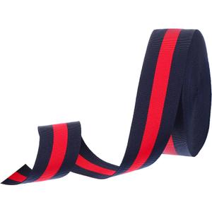 PATIKIL 1-5/8" Navy Red Striped Grosgrain Ribbon, 25 Yard Polyester Fabric Stripe Craft Ribbon Double Faced Design for Bow Gift Wrapping DIY Making Garment Christmas Decorations