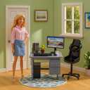 1:12 Scale Mini Office Desk Set Including Mini Computers Desks Computer Accessories Storage Racks Books Desk Lamps Glasses Headphones Mobile Game Controllers Etc Suitable For Displaying Ideal Gifts