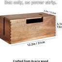 LiTY Acacia Wood Cable Management Box, Wooden Cord Hider & Organizer for Power Strip, Electrical Hiding, TV Wires, Desk & Floor Cables - Office Under Desk Cable Storage Box for Wire