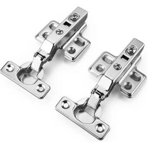 26mm Small Cup Full Overlay Soft Close Cabinet Hinges for Thin Door Clip On Mounting Plate Concealed Cabinet Hinges with Screws Nickel Finish 2pcs