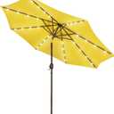 Blissun 9 ft Solar Umbrella, 32 LED Lighted Patio Umbrella, Table Market Umbrella, Outdoor Umbrella for Garden, Deck, Backyard, Pool and Beach (Yellow)