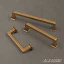 Alzassbg 9 Pack Antique Brass Cabinet Pulls, 5 Inch(128mm) Hole Centers Cabinet Handles Square Kitchen Hardware for Cabinets AL3046AE